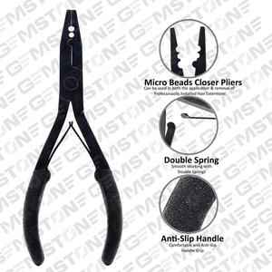 Pinzas de Acero Inoxidable para Extensiones de Cabello – Herramienta Cerradora de Micro/Nano Beads de 2 Orificios, Acabado Negro Mate Multifuncional - Product Image 6