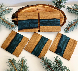 Ensemble de sous-verres ronds en résine époxy écologiques de luxe moderne pour bar, cuisine, cadeaux de pendaison de crémaillère et d'anniversaire par Saniya Handicraft - Product Image 2