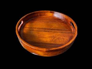 Bandeja Redonda de Madera Vintage de Alta Calidad |   Acabado Pulido Hecho a Mano de Calidad |   Venta al por Mayor a Granel de Fábrica - Product Image 2