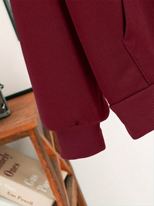 Sweats à capuche surdimensionnés poids lourd unisexe Streetwear personnalisé pour hommes avec motif solide Sweats à capuche d'hiver en coton - Product Image 3