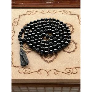 สร้อยคอหินอัญมณีมาลาสีดำแบบถักด้วยมือ108 JAP Mala มีพู่สำหรับทำสมาธิและเป็นของที่ระลึกในการสวดมนต์ทางจิตวิญญาณ - Product Image 6