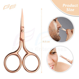 Bahasa Pro Rose Gold Cuticle Nail <b>Scissors</b> for Women Straight Curved Stainless Steel Blade <b>Manicure</b> and Brow <b>Scissors</b> - Product Image 4