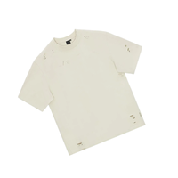 T-shirt unisexe décontracté streetwear surdimensionné, déchiré et vieilli, 100 % coton écologique, séchage rapide, anti-UV, avec logo personnalisé, haute qualité