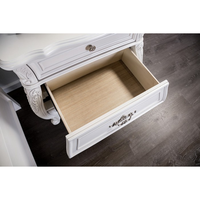 Ensemble de chambre à coucher traditionnel Queen en bois massif avec cadre en bois d'acajou finition blanche de haute qualité pour usage intérieur