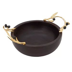 Cuenco de madera y aluminio para servicio de frutas secas, cuenco para servir frutas secas para Hotel y restaurante, Color marrón, Moderno - Product Image 4