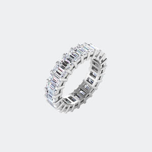 Anillo de eternidad ancho con engaste de barra y corte esmeralda de 4.00 quilates - Product Image 5