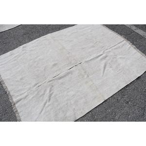 Turkish Vintage Rug, 4.6x6 ft Area Rug, White <b>Brown</b> Solid Rug - Product Image 2