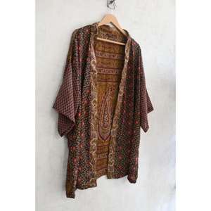 Bata Kimono Corta de Seda Transpirable para Mujer, Tallas Grandes, con Parches, Lencería Sexy, Ropa de Dormir Ligera - Product Image 2