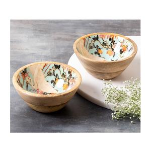 Ensaladera de madera hecha a mano con estampado de esmalte de alta calidad con utensilios, cuenco de vajilla ecológico y elegante para ensaladas y frutas - Product Image 2