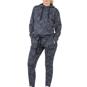 Conjunto Deportivo Estampado para Mujer, Sudadera con Capucha y Pantalones Jogger, Conjunto de Dos Piezas para Descansar, con Logotipo Personalizado - Product Image 1