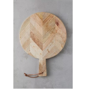 Nouvelle planche à découper en bois d'acacia et de mangue ronde pratique avec poignée planches à découper en bois - Product Image 1