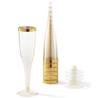 Verres à flûtes à champagne en plastique à paillettes dorées jetables bon marché