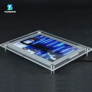 Caixa de luz acrílica com luz de fundo ultra fina de cristal A2 personalizada para publicidade e cartazes