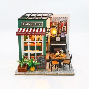 2024 Hongda PC2311คาเฟ่ยามบ่ายชุดบ้านตุ๊กตาไม้ DIY บ้านตุ๊กตาจิ๋วพร้อมไฟ - Product Image 2