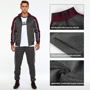 Conjunto de chándal de punto con estampado de logotipo personalizado para hombre OME, traje deportivo informal con cremallera para invierno, logotipo óptimo para otoño y primavera - Product Image 3