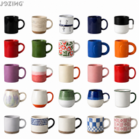 Vente en gros de tasses en céramique de 350 ml, tasses à café en porcelaine nordique pour café, hôtel, maison, couleurs et motifs variés