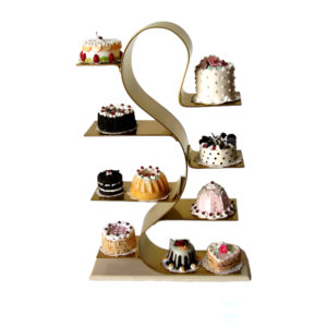 Soporte de pastel de oro de metal de lujo para el hogar del evento del banquete de boda en el mejor precio de la India - Product Image 5