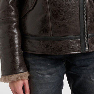 Blouson aviateur en cuir pour femme de luxe Doublure en fausse fourrure douce matelassée Manteau en peau de mouton chaud d'hiver Vente en gros Logo personnalisé - Product Image 6