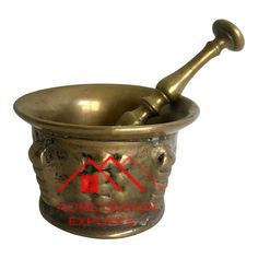 Mortier et pastel en métal en laiton de dernière conception en argent fini pour le meulage d'épices Accessoires de cuisine Cuisine de haute qualité - Product Image 5