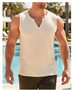 Débardeurs de sport pour hommes à col en V, couleur abricot, respirants, pour la course, l'entraînement et le sport - Product Image 2
