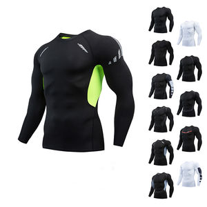 Courir compression t-shirt hommes athlétique sport entraînement entraînement couche de base respirant séchage rapide évacuation de l'humidité haut de fitness - Product Image 3