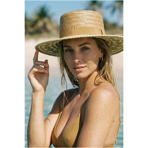 Sombrero Panamá de Paja con Estampado de Camello, Ala Ancha, Sombrero de Verano HSR2121 - HSR2121-CAMEL - Product Image 1