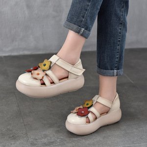 Sandalias de cuero para mujer, tipo chanclas, para verano, playa, casuales, cómodas, unisex, sandalias de cuero para exteriores. - Product Image 1