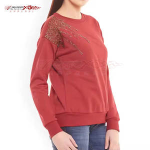 Sudadera gráfica de diamantes de imitación para mujer con forro suave y aspecto de moda Sudadera de manga larga con diamantes de imitación para mujer - Product Image 2