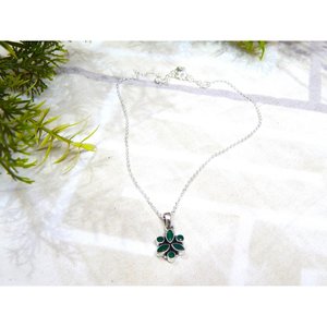 925 Sterling <b>Silver</b> Emerald <b>Necklace</b> with Zircon Gemstone <b>Handmade</b> Jewelry for Women Gift for Her NL0117-GS - Product Image 3