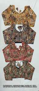 Élégant Ethnique XL Rayon Blouse Vintage Broderie Designer Fabriqué À La Main Latkan Travail Imprimé Motif Solide Débardeur Manches Respirant - Product Image 3