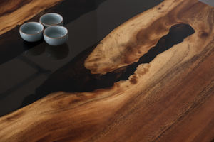 أسود شفاف إيبوكسي جنوب الجوز بحافة مستقيمة خشب قرد بود طاولة خشب أعلى * دولار * * 55 - Product Image 3
