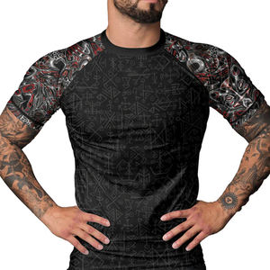 Profesional logotipo personalizado Rash Guard MMA artes marciales protección solar impresión por sublimación para hombres Rash Guard equipo de ropa deportiva - Product Image 3