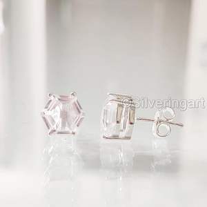 Womens <b>Stud</b> Earring Natural White Topaz Gemstone October Birthstone Christmas Handmade Jewelry 925 <b>Sterling</b> <b>Silver</b> <b>Stud</b> Earring - Product Image 4