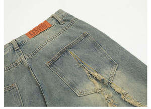 Jeans en denim baggy pour hommes |   Pantalon ample en coton 100% délavé et usé |   Jeans de printemps de haute qualité en couleur personnalisée, vente en gros - Product Image 6