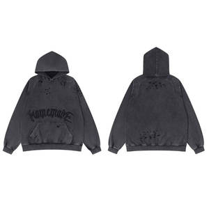 Sweat-shirt délavé de haute qualité à prix avantageux, design personnalisé, basique, en coton mélangé pour l'hiver, prix de gros, sweat-shirt délavé - Product Image 2