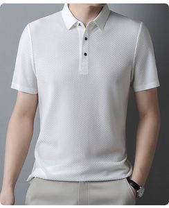 Polo en nylon à séchage rapide pour hommes chemise à carreaux plissée respirante à manches courtes en tricot pour tennis et golf d'affaires pour polos - Product Image 5