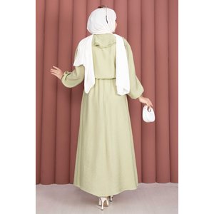 Ensemble deux pièces en tissu crêpe vert olive, taille XXS/XS, jupe à volants, tenue pour les saisons printemps/été - Product Image 5