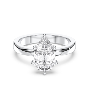Poire et coupe ronde 2.11 carats F-G/VS Lab Grown Diamond Prong Set Solitaire Bague de fiançailles fabriquée en argent pour les femmes - Product Image 6