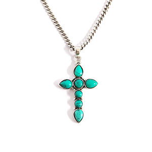 Colgante de Plata 925 Hecho a Mano con Turquesa, Diseño de Número y Cruz con Cuentas, 4.20 Gramos, Regalos Unisex para Uso Diario - Product Image 1