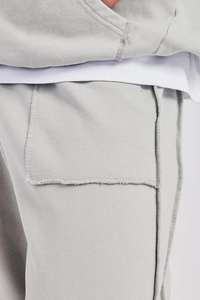 Pantalon de survêtement ample à jambes larges, léger, à la mode, avec logo personnalisé, panneaux latéraux, 100% coton, taille élastique lavée - Product Image 6