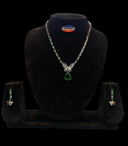 Conjunto de joyería de acero inoxidable con diamantes Vintage americano clásico, collar ligero, pendientes para mujer, gran regalo de fiesta de uso diario - Product Image 1