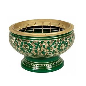 Haut de gamme luxueux porte-encens spirituel en métal brillant en laiton poli brûleur d'encens avec poignée attrayante - Product Image 2