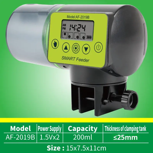 Distributeur automatique de nourriture pour aquarium, distributeur automatique de nourriture pour poissons, AF-2019C, minuterie réglable, rechargeable, grande capacité de 200 ml, pour les vacances, réservoir - Product Image 6