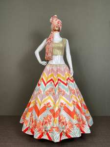 ชุด georgette lehenga choli เสื้อเบลาส์ปักเลื่อมคู่สำหรับงานแต่งงานงานเลี้ยง - Product Image 5