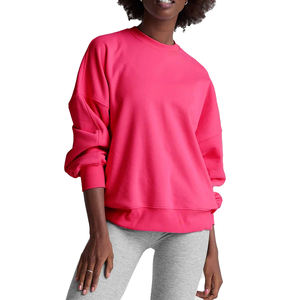 เสื้อสเวตเชิ้ตโอเวอร์ไซส์คอกลมบุผ้าฟลีซเนื้อนุ่มระบายอากาศได้ดี พิมพ์ลายฤดูหนาวสำหรับผู้หญิง ผลิตตามสั่งจากโรงงาน พร้อมปักโลโก้ด้านหน้า ผลิตจากผ้าฝ้าย 100% - Product Image 6