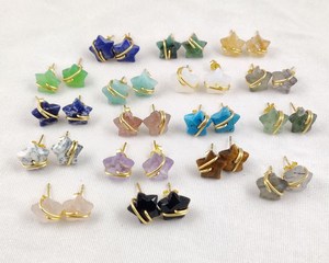 Natural Gemstone Star Shape Wire Wrapped Sterling <b>Silver</b> Gold Vermeil <b>Stud</b> Earrings Fashion Jewelry Vermeil <b>Stud</b> - Product Image 3