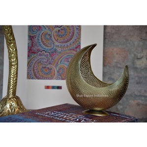Style populaire Eid Mubarak métal argent fini bougeoir Ramadan Kareem forme de lune pour salon décor de table - Product Image 6