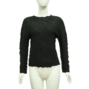 Rhinestone Sequin Transparent Elegant <b>Plus</b> <b>Size</b> Women's <b>Mesh</b> Crop <b>Top</b> Long Sleeve T Shirts Blouse - Product Image 3