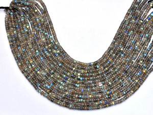 Cuentas de labradorita Heishi Rondelle | Cuentas de disco de 5mm-6mm hebra de 13 "| Moneda de piedras preciosas de labradorita de fuego azul natural/Cuentas lisas de neumáticos - Product Image 4