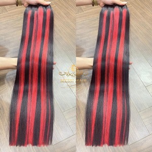 ผมต่อผ้าทอสีเปียโนกระดูกตรงขนาด22นิ้วต่อได้ถึง50% เส้นผมมนุษย์เส้นใยพร้อมส่ง - Product Image 2